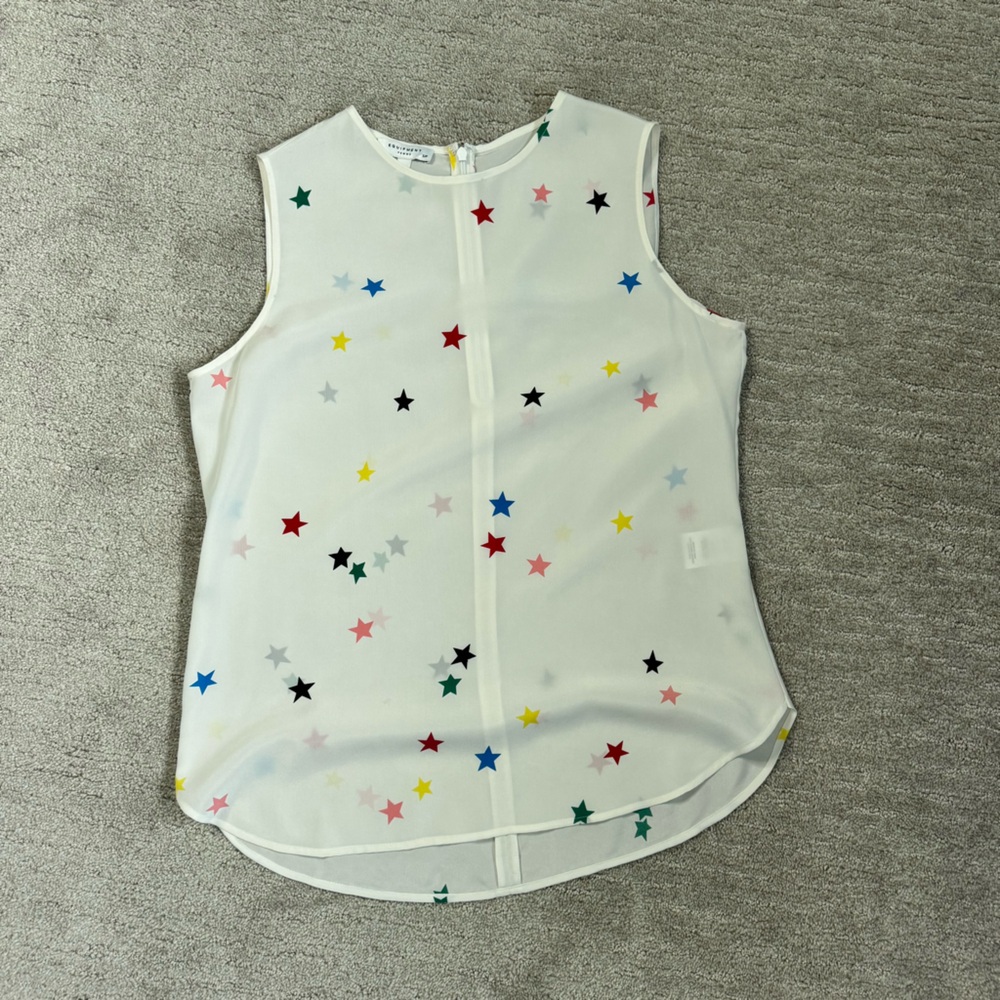 Equipment 100% Silk Rainbow Star Print Top - Picture 9 of 13